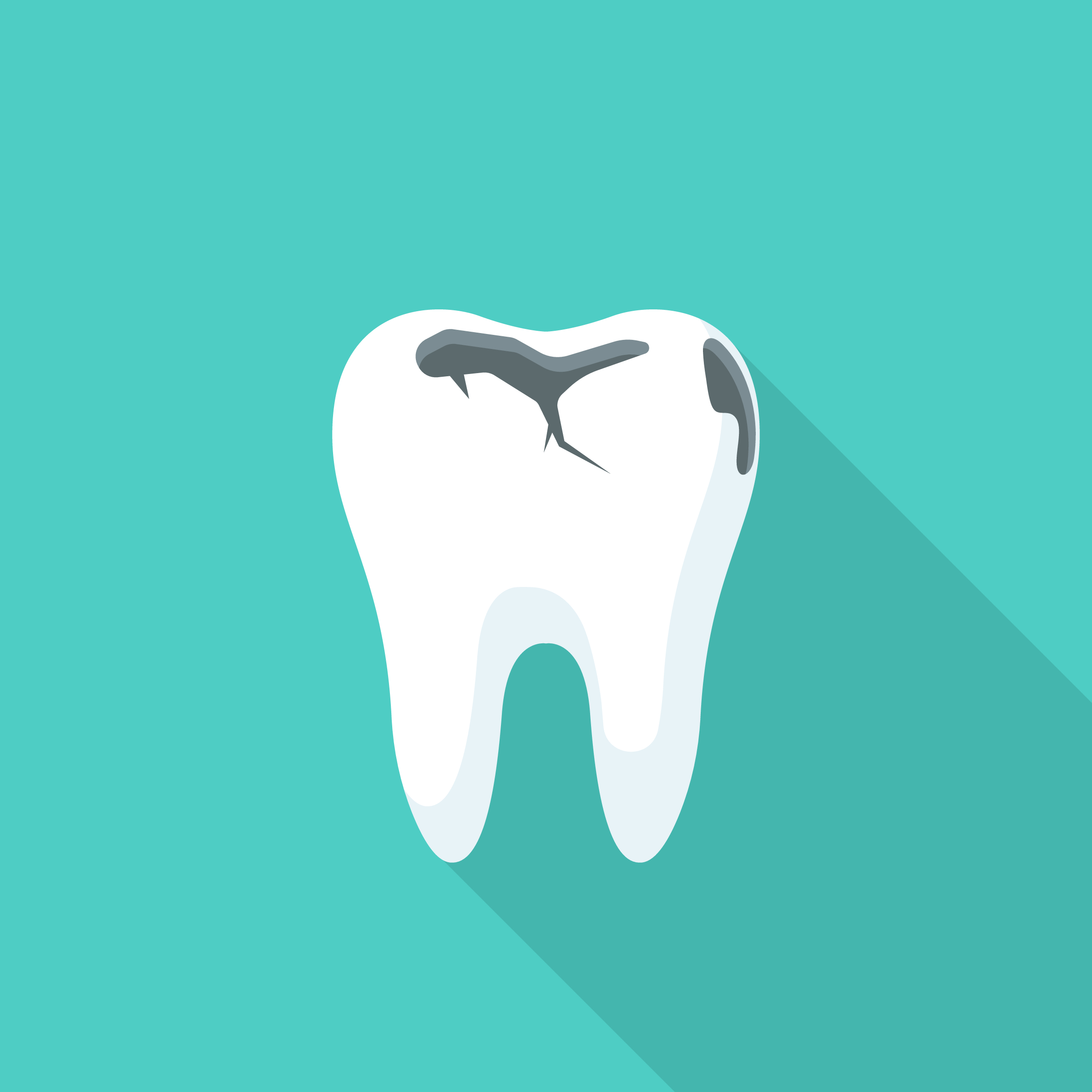 Tooth decay. Bad tooth. Dental care background. Unhealthy teeth. Vector illustration flat design. Isolated on background. Stomatology care for teeth.