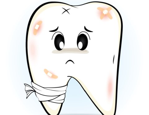 Cute cartoon Decay tooth or is injury, vector 10