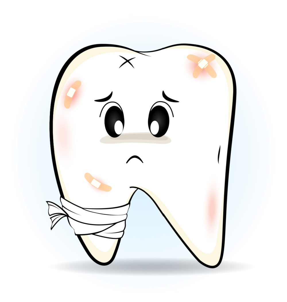 Cute cartoon Decay tooth or is injury, vector 10